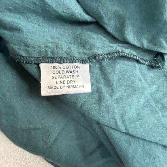 Marketplace Handmade Teal Cotton Tunic Dress With Embroidered Pocket Large New - Picture 4 of 7